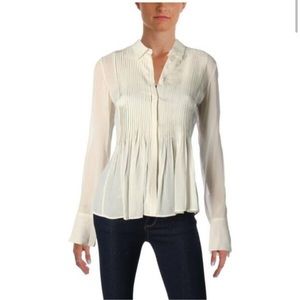 Theory Dionelle Pintuck Chiffon blouse
